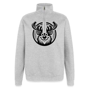 Rudolph - Quarter-Zip-Sweatshirt - Grau meliert - Vorne - AI Model Female 172 light (172cm) & AI Model Male 178 dark (178cm)