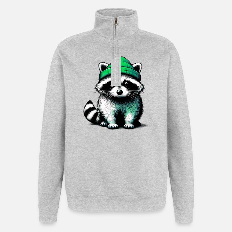 Waschbär - Quarter-Zip-Sweatshirt - Grau meliert