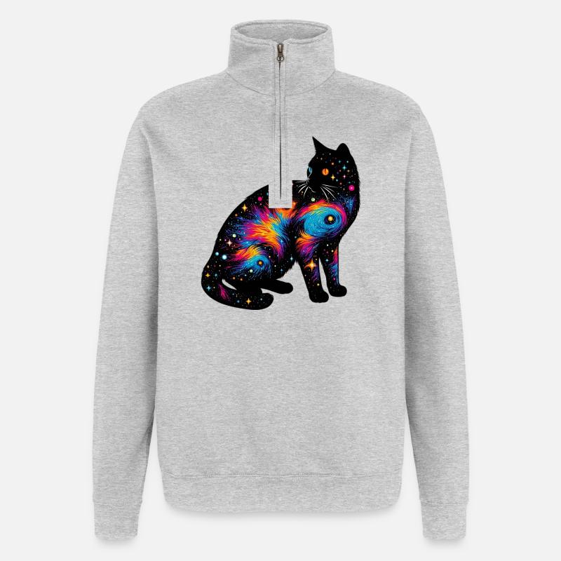 Cat - Quarter-Zip Sweatshirt - heather grey