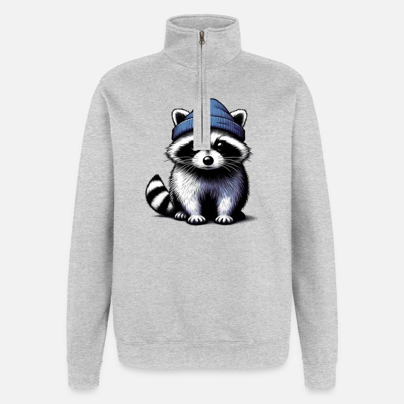 Waschbär - Quarter-Zip-Sweatshirt - Grau meliert