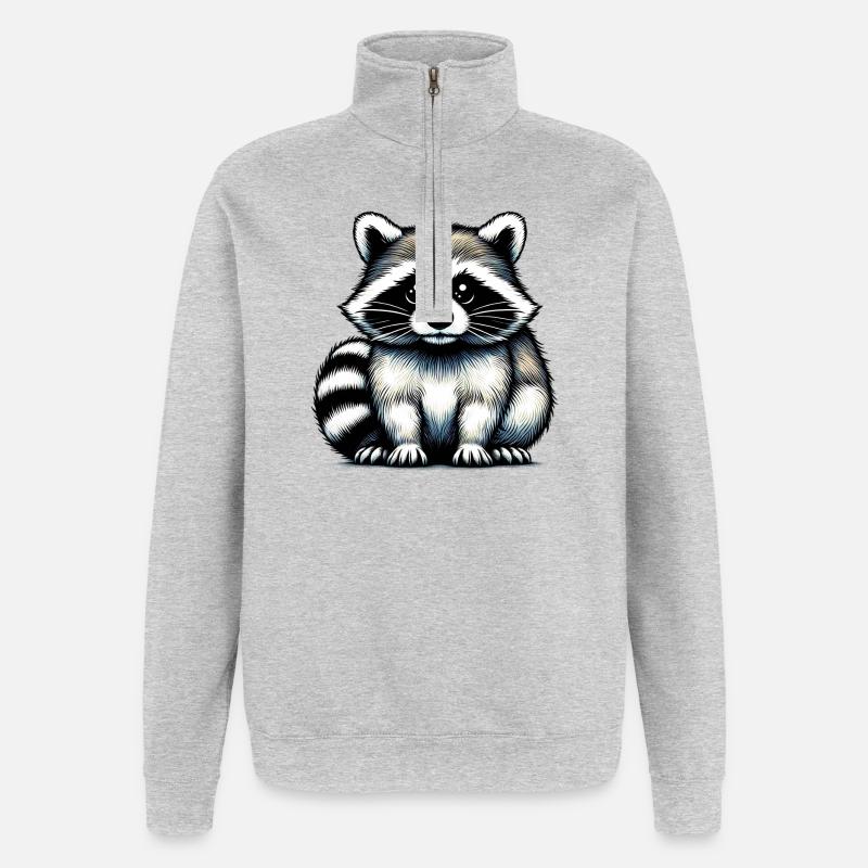 Waschbär - Quarter-Zip-Sweatshirt - Grau meliert