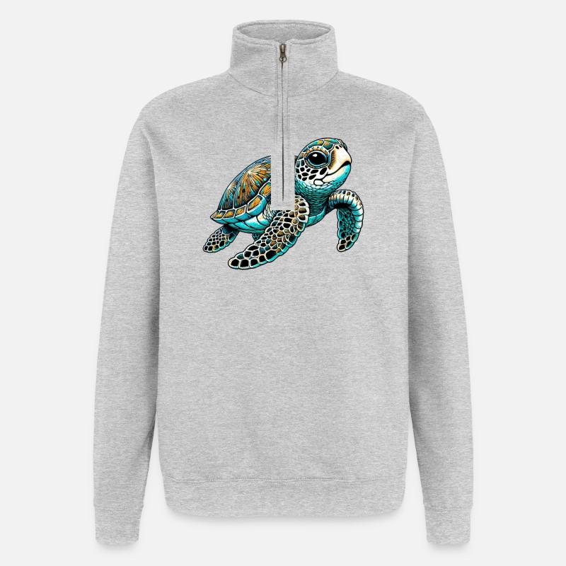 Schildkröte - Quarter-Zip-Sweatshirt - Grau meliert