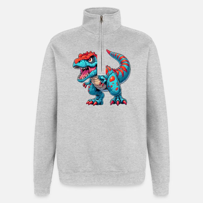 Dinosaur - Quarter-Zip Sweatshirt - heather grey