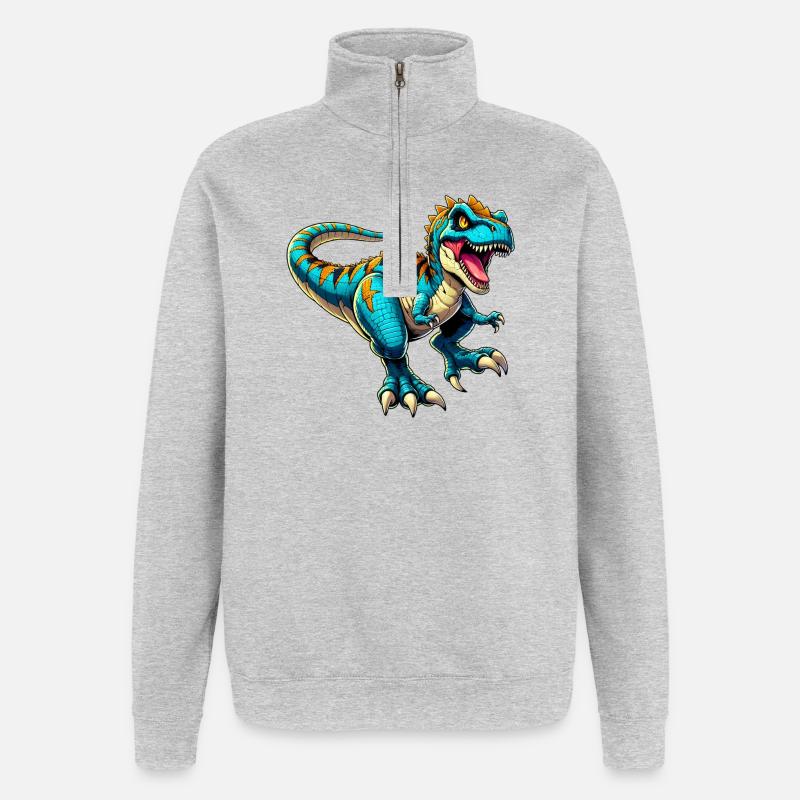 Dinosaur - Quarter-Zip Sweatshirt - heather grey