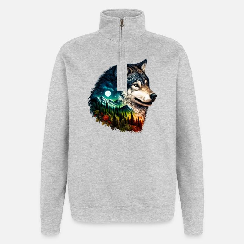 Loup - Sweat à zip 1/4 - gris chiné