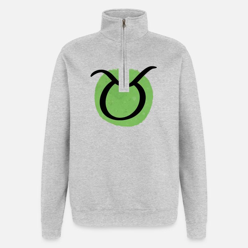 Sternzeichen Stier - Quarter-Zip-Sweatshirt - Grau meliert
