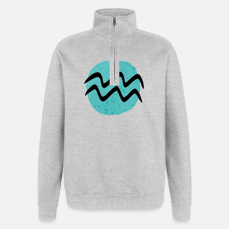 Sternzeichen Wassermann - Quarter-Zip-Sweatshirt - Grau meliert