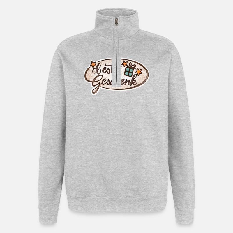 Bestes Geschenk - Quarter-Zip-Sweatshirt - Grau meliert