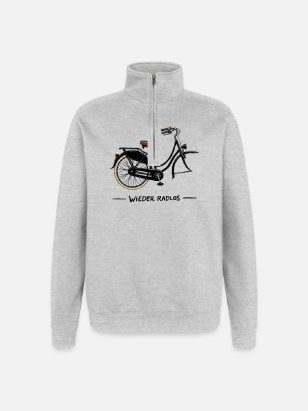 Hollandrad Omafiets wieder radlos - Quarter-Zip-Sweatshirt - Grau meliert