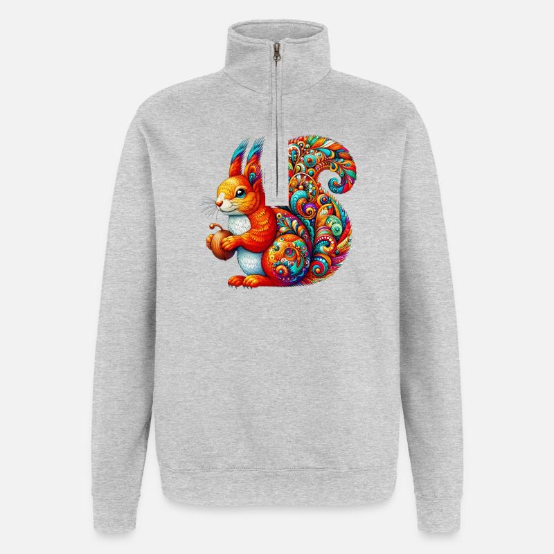 Eichhörnchen - Quarter-Zip-Sweatshirt - Grau meliert