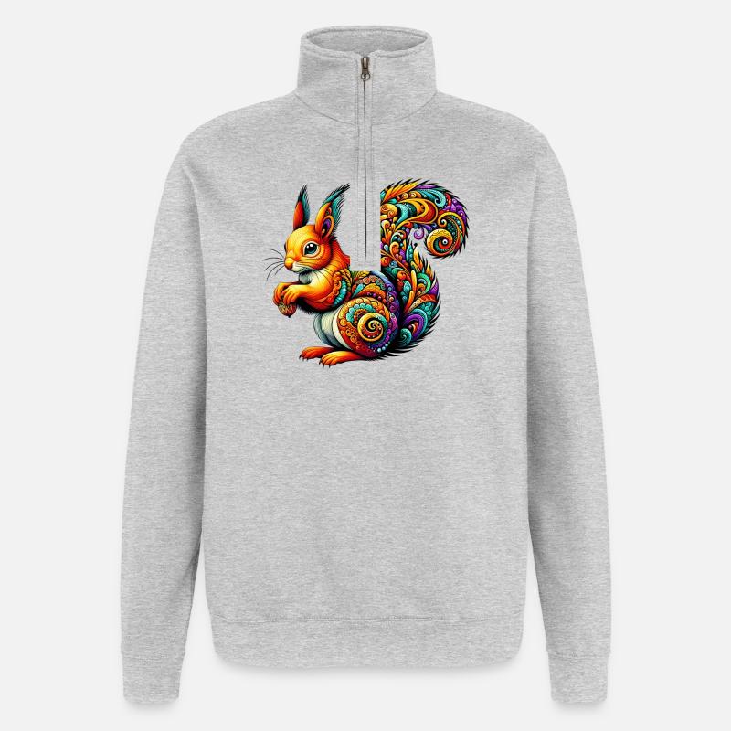 Eichhörnchen - Quarter-Zip-Sweatshirt - Grau meliert