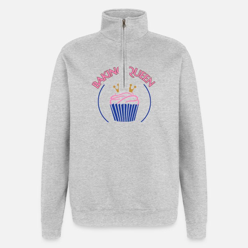 Baking Queen customizable - Quarter-Zip Sweatshirt - heather grey