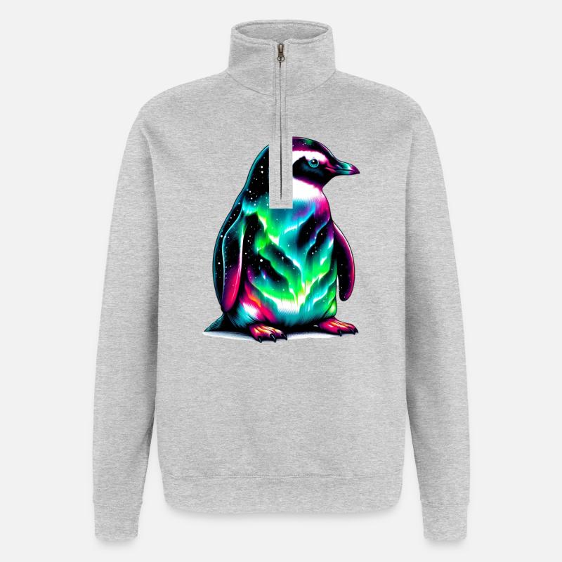 Pingouin - Sweat à zip 1/4 - gris chiné