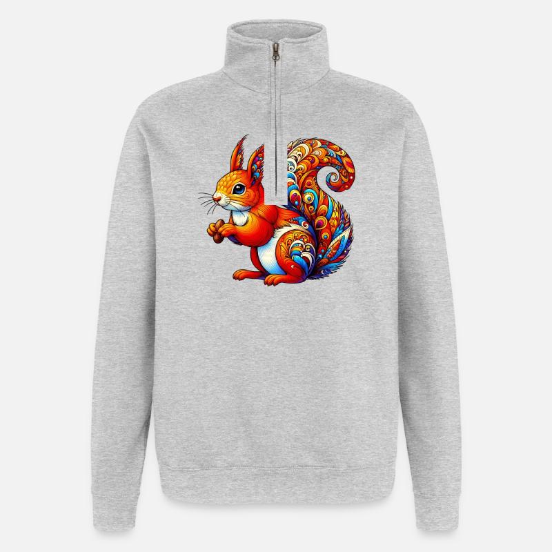 Eichhörnchen - Quarter-Zip-Sweatshirt - Grau meliert
