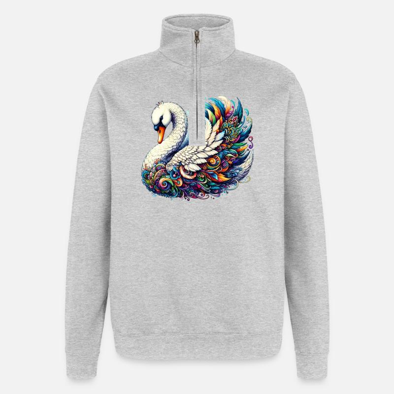Schwan - Quarter-Zip-Sweatshirt - Grau meliert