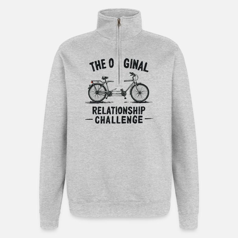 Tandem Challenge Funny Bicycle Design - Sweat à zip 1/4 - gris chiné