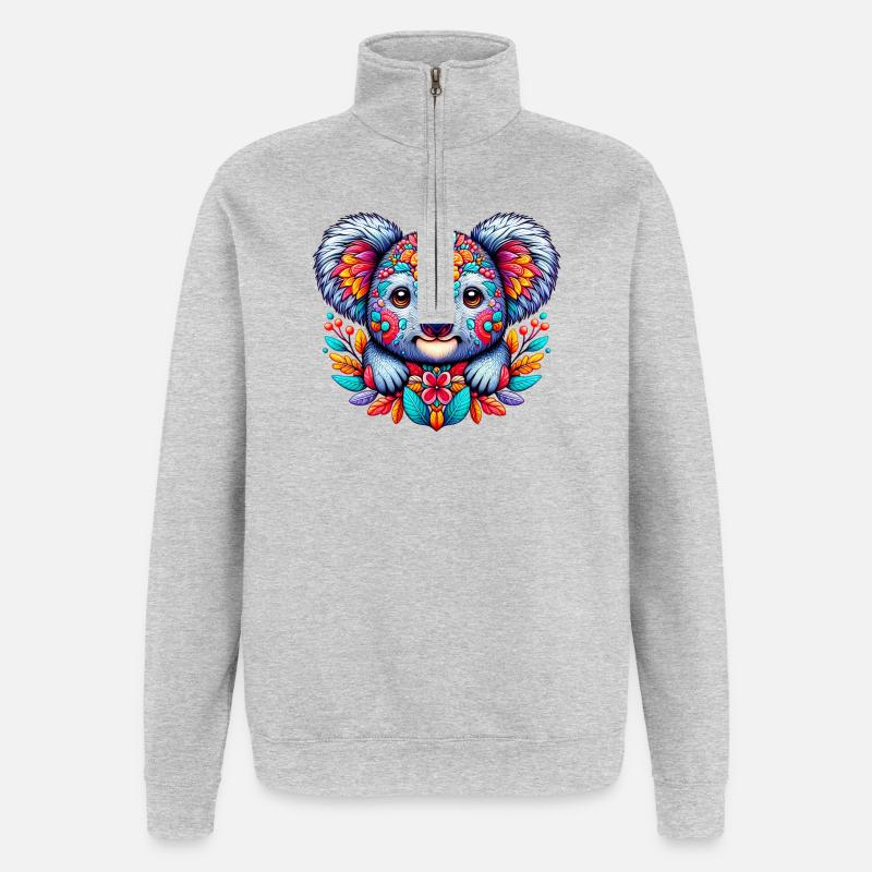 Koala - Sweat à zip 1/4 - gris chiné