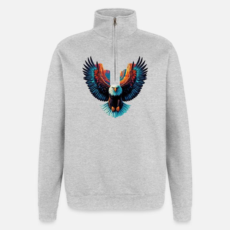 Adler - Quarter-Zip-Sweatshirt - Grau meliert