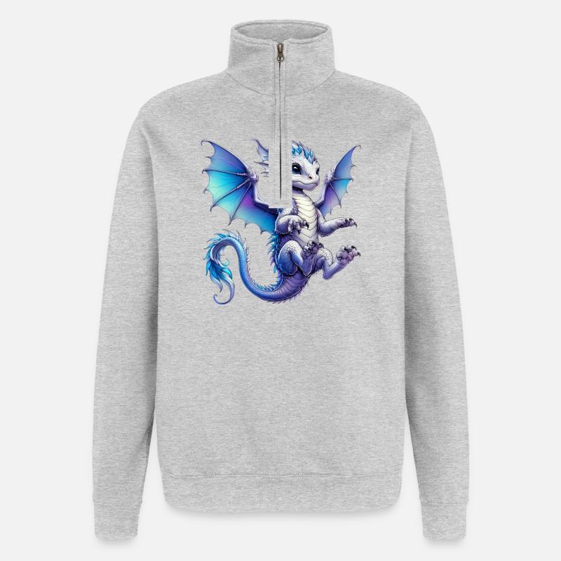Drache - Quarter-Zip-Sweatshirt - Grau meliert