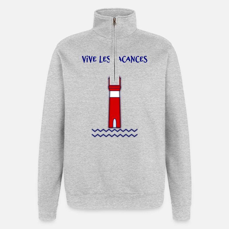 RETRAITE. BONNE RETRAITE. JOYEUSE RETRAITE - Sweat à zip 1/4 - gris chiné