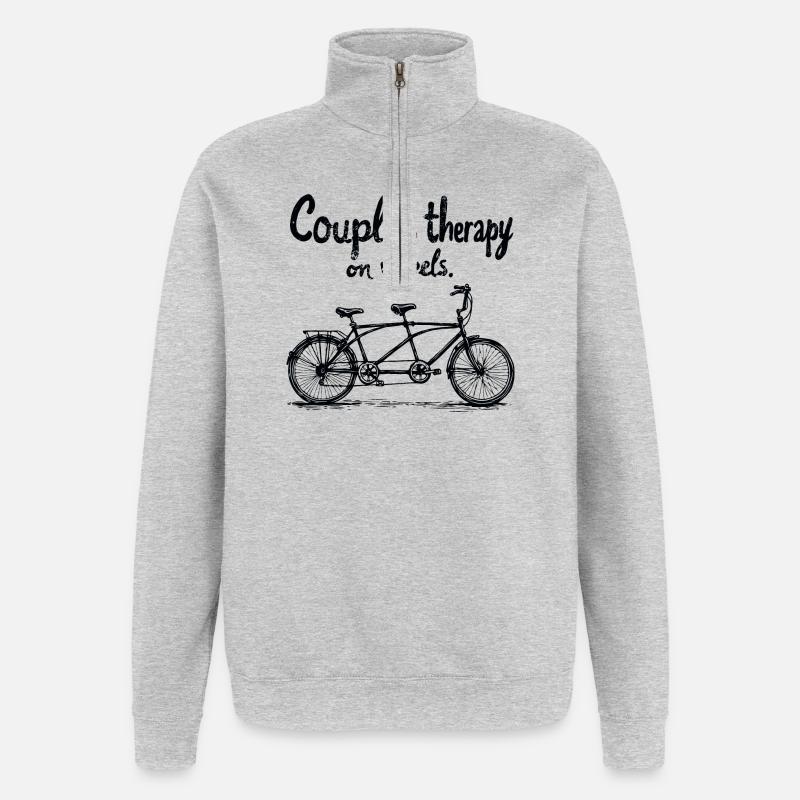 Thérapie par le vélo en tandem - Sweat à zip 1/4 - gris chiné
