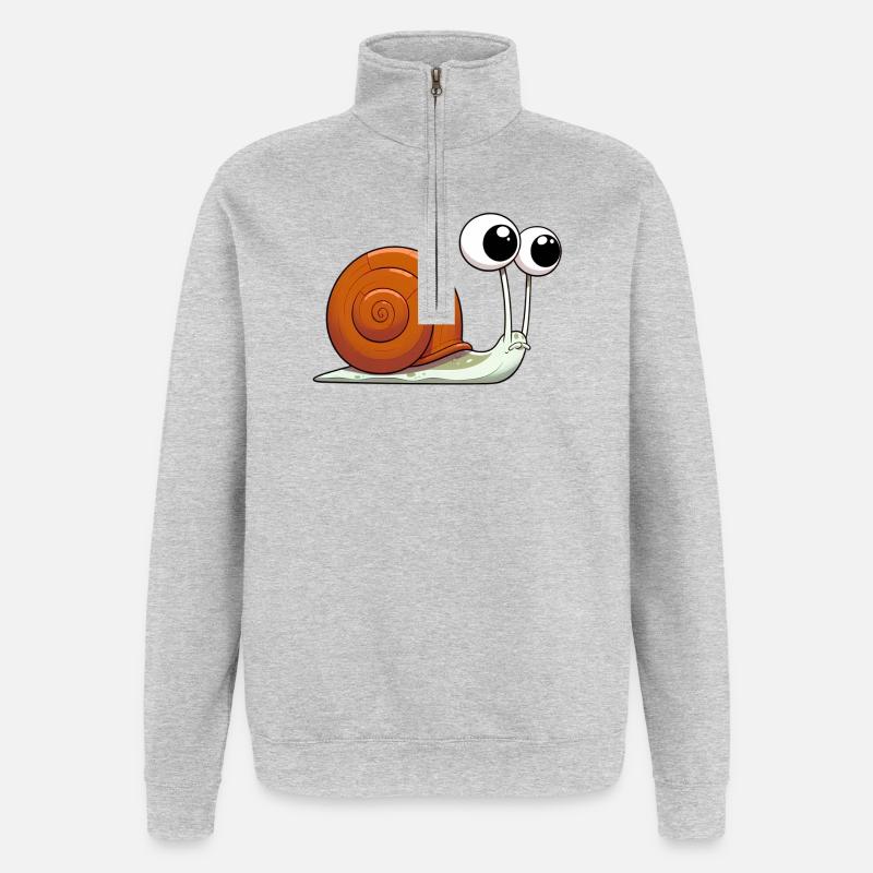 Escargot - Sweat à zip 1/4 - gris chiné