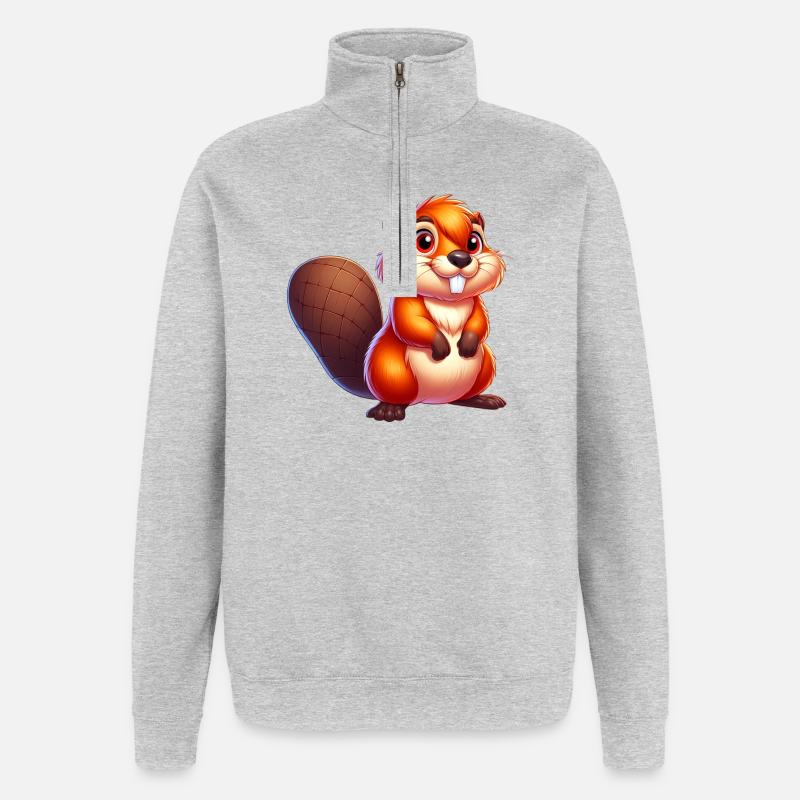 Castor - Sweat à zip 1/4 - gris chiné