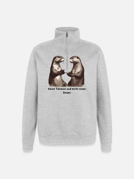 Otterfreunde Prost am Trinkglas - Quarter-Zip-Sweatshirt - Grau meliert