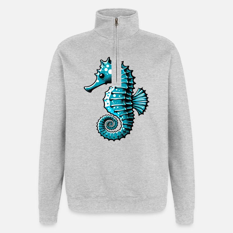 Hippocampe - Sweat à zip 1/4 - gris chiné