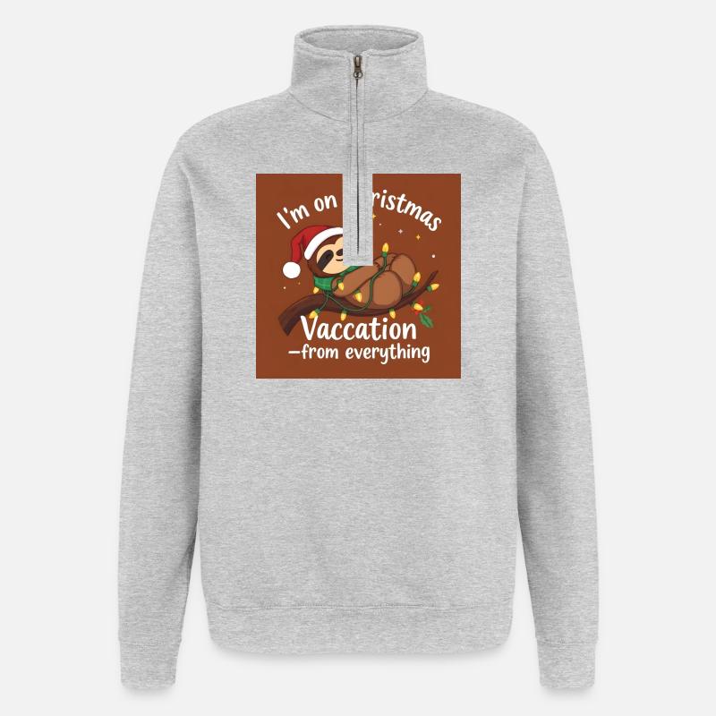 Christmas Holiday Sloth String Lights - Quarter-Zip Sweatshirt - heather grey