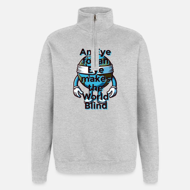 Œil pour œil - Sweat à zip 1/4 - gris chiné