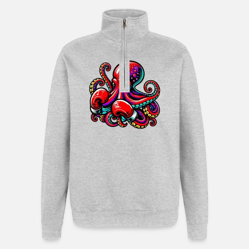 Krake - Quarter-Zip-Sweatshirt - Grau meliert