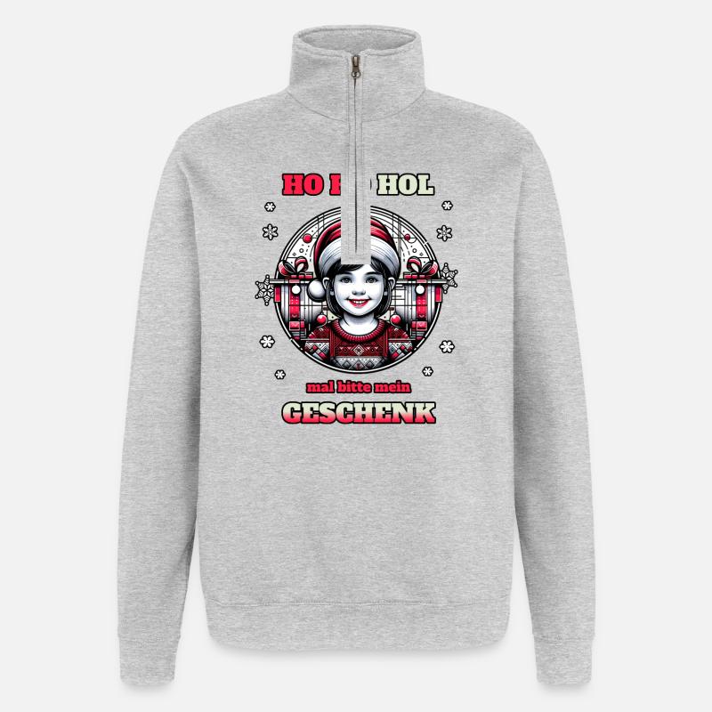 Kinder Beschenken - Quarter-Zip-Sweatshirt - Grau meliert