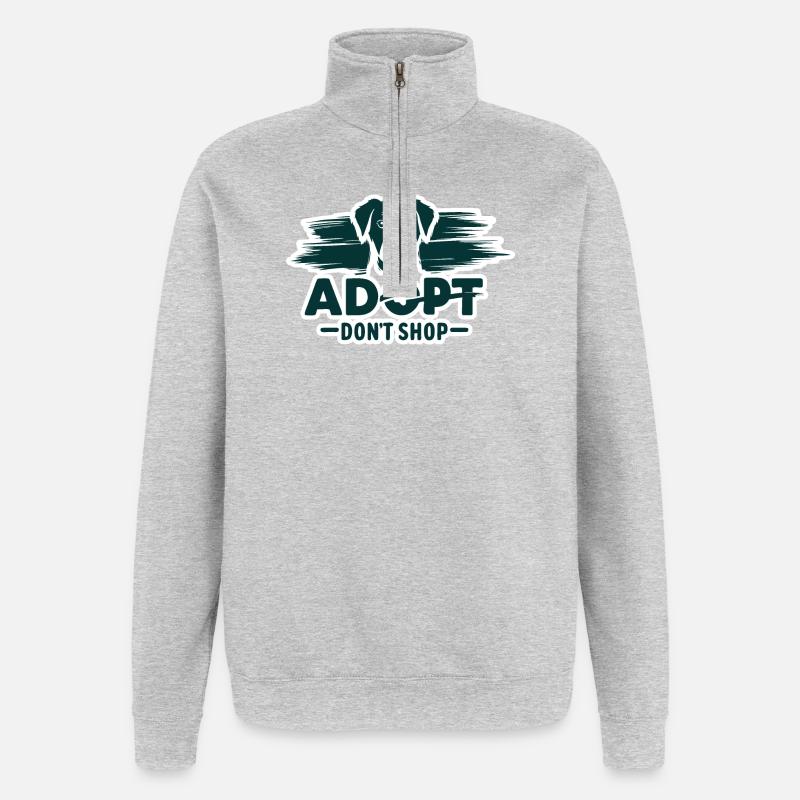 Adopt don't shop 2 - Quarter-Zip Sweatshirt - heather grey