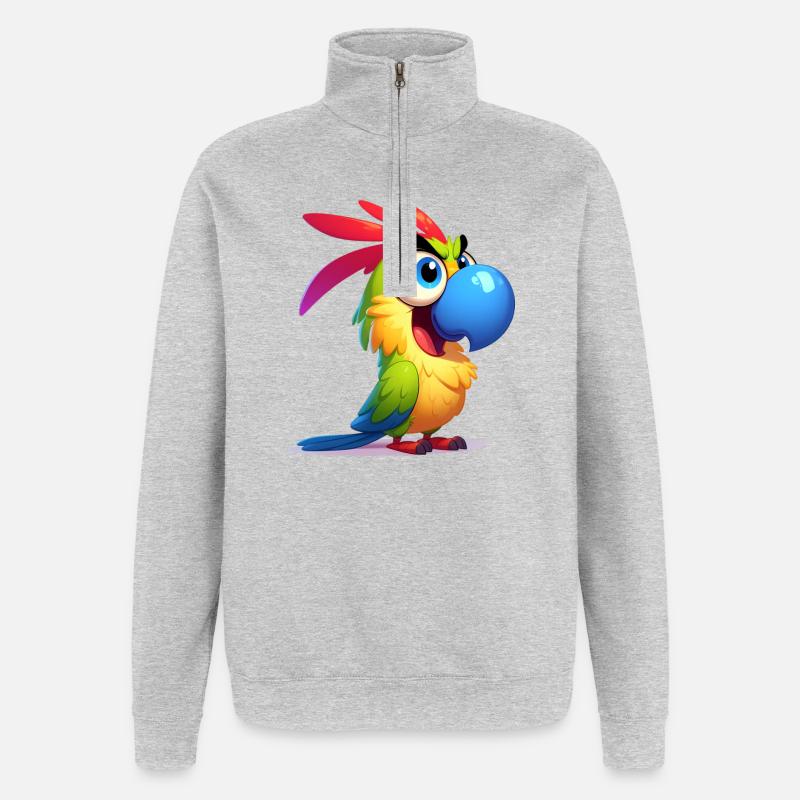Papagei - Quarter-Zip-Sweatshirt - Grau meliert