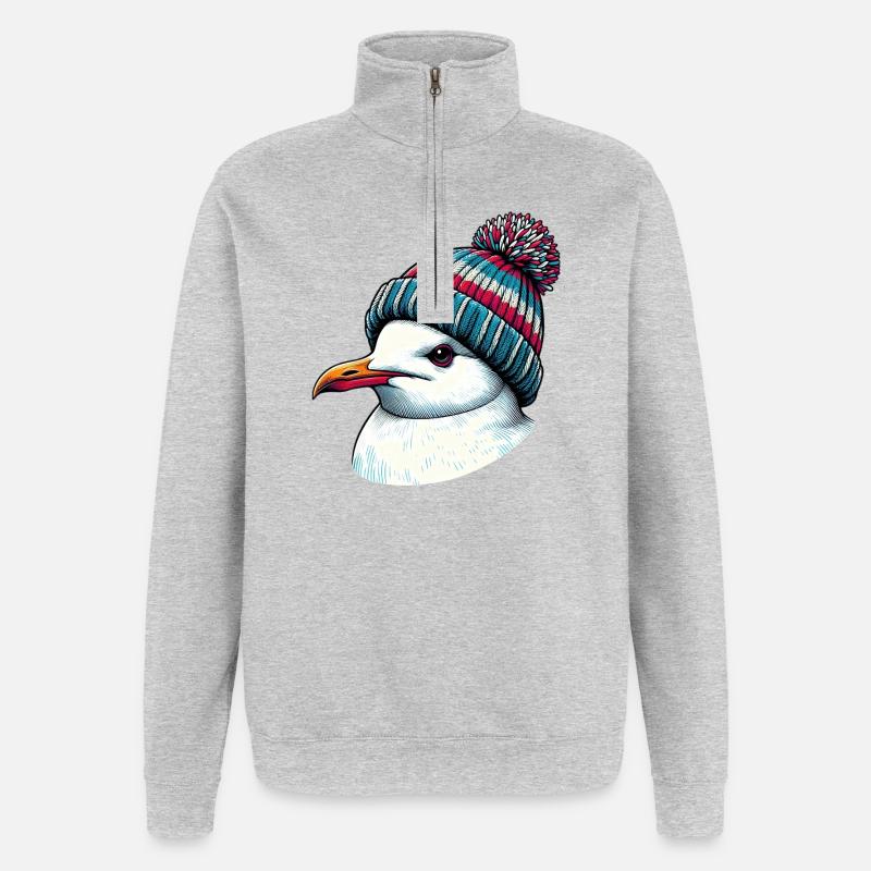 Möwe - Quarter-Zip-Sweatshirt - Grau meliert