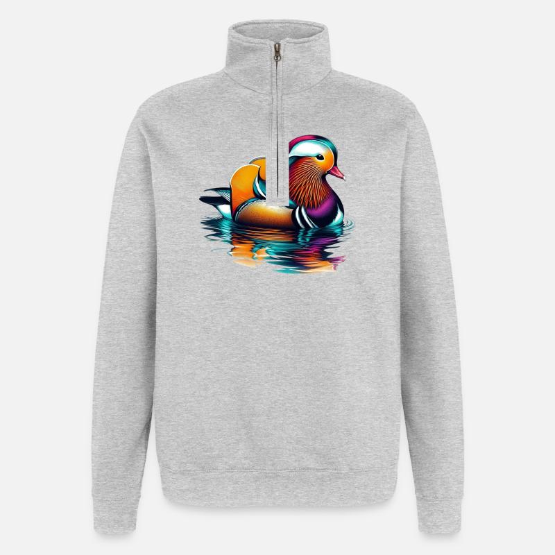 Mandarinente - Quarter-Zip-Sweatshirt - Grau meliert
