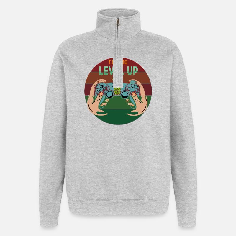 Time to reach the top level - Quarter-Zip Sweatshirt - heather grey