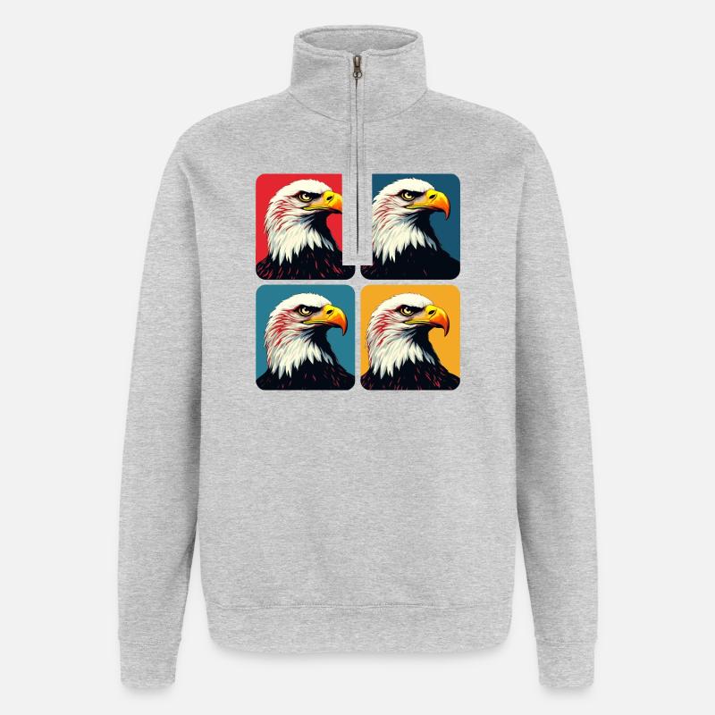 Weißkopfseeadler - Quarter-Zip-Sweatshirt - Grau meliert
