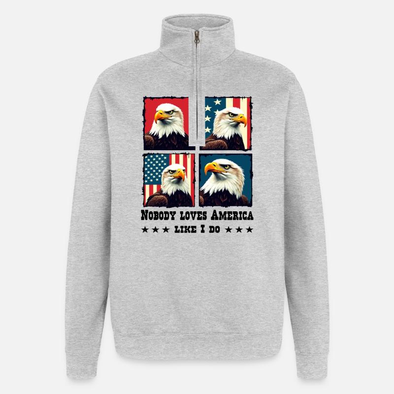 Pygargue à tête blanche - Sweat à zip 1/4 - gris chiné