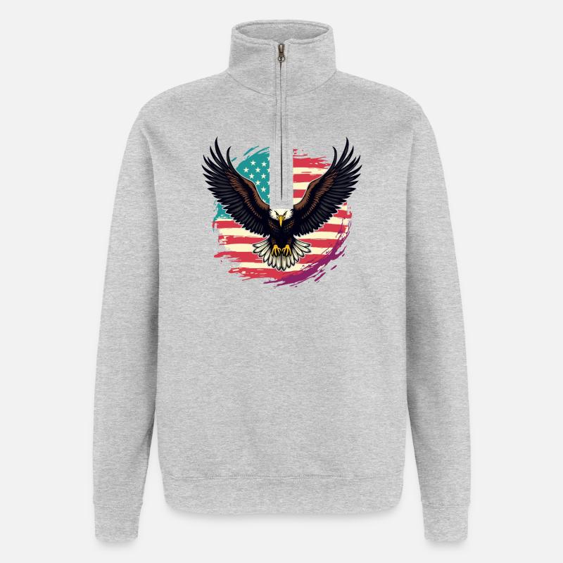 Weißkopfseeadler - Quarter-Zip-Sweatshirt - Grau meliert