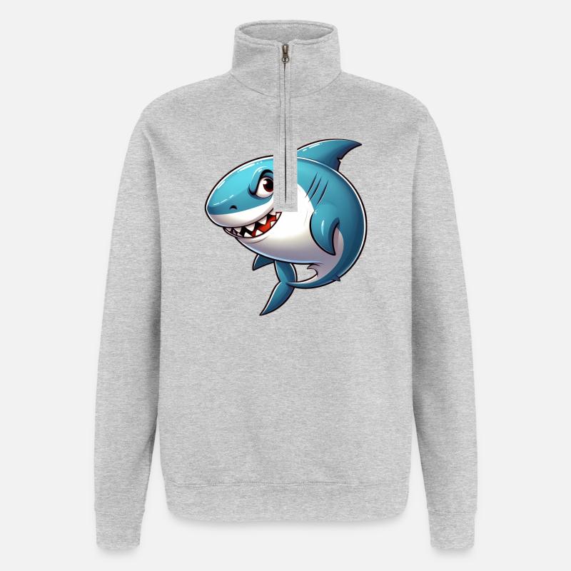 Requin - Sweat à zip 1/4 - gris chiné