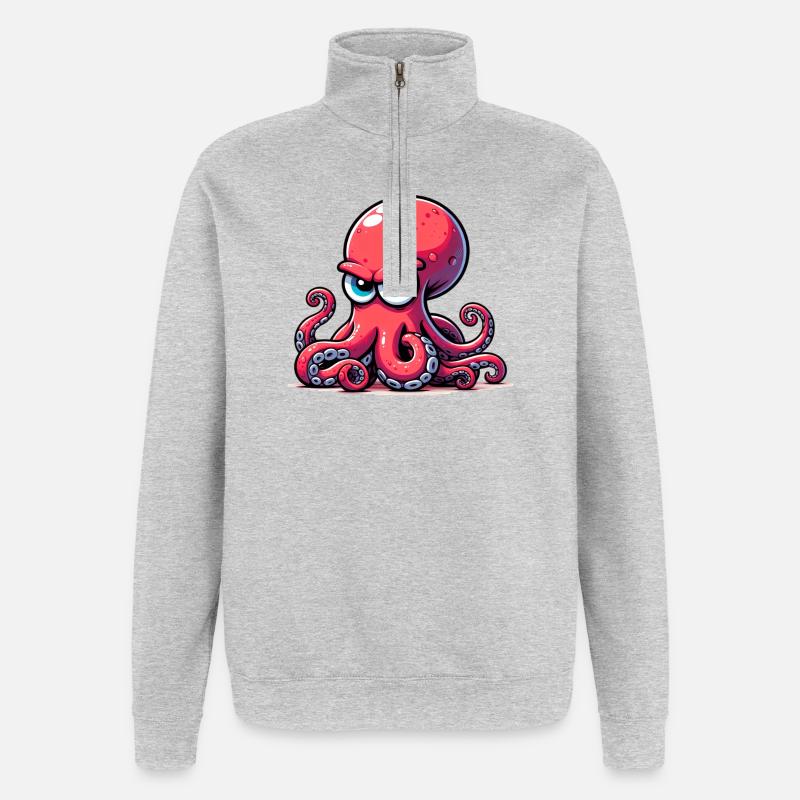 Krake - Quarter-Zip-Sweatshirt - Grau meliert