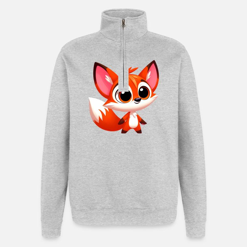 Fuchs - Quarter-Zip-Sweatshirt - Grau meliert