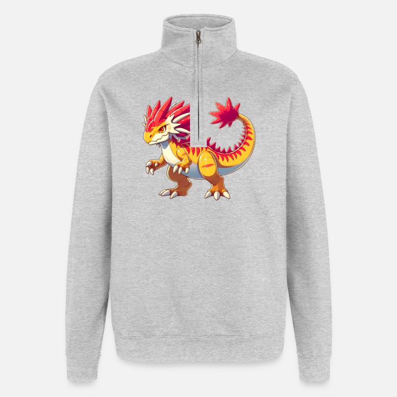 Dinosaurier - Quarter-Zip-Sweatshirt - Grau meliert