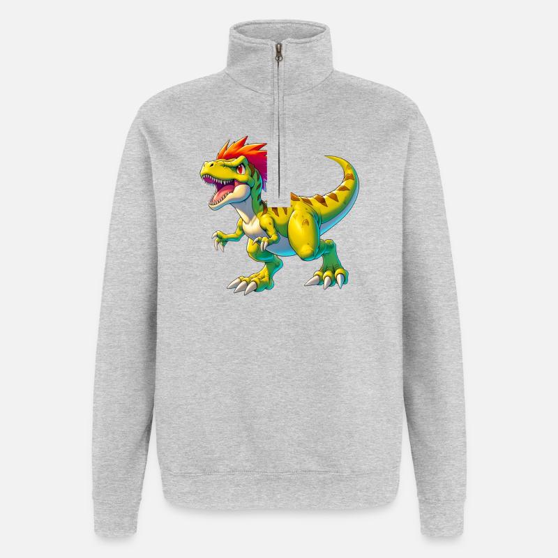 Dinosaur - Quarter-Zip Sweatshirt - heather grey