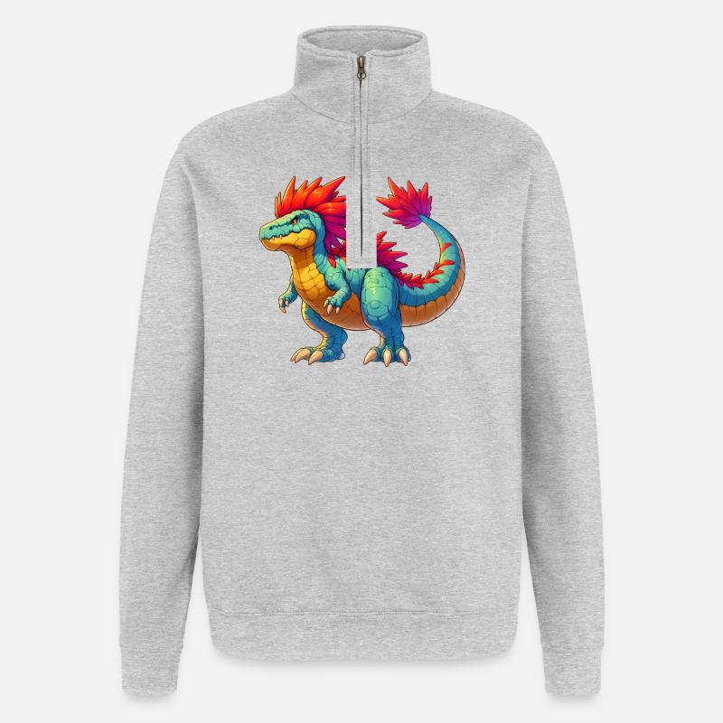 Dinosaur - Quarter-Zip Sweatshirt - heather grey
