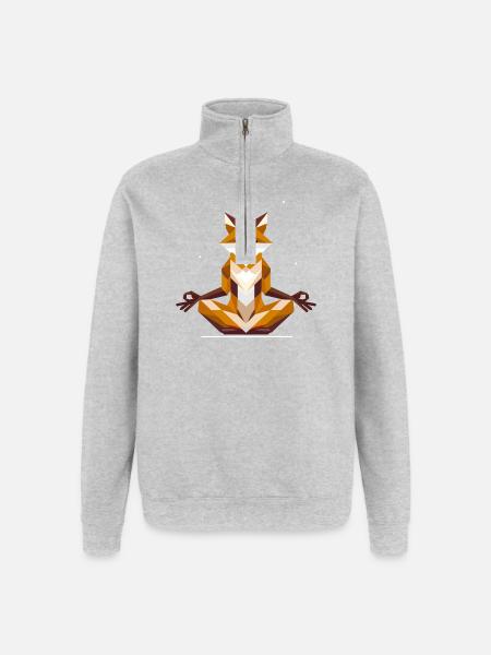 geometric fox in meditation - Quarter-Zip Sweatshirt - heather grey