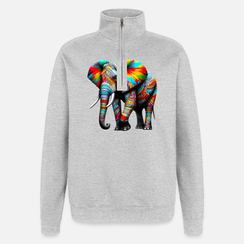 Elefant - Quarter-Zip-Sweatshirt - Grau meliert