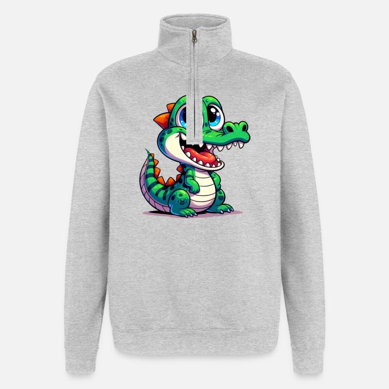Alligator-Krokodil - Quarter-Zip-Sweatshirt - Grau meliert